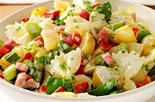 Pasta, potato and bacon salad